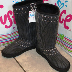 NEW Justice Faux Suede Zenra  Bling Winter Boots